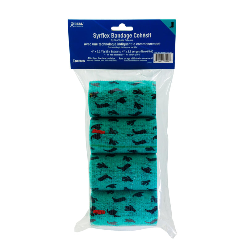 Syrflex Cohesive Bandage 4” Teal Boot and Cactus 4pk 4" - PawsPlanet Australia