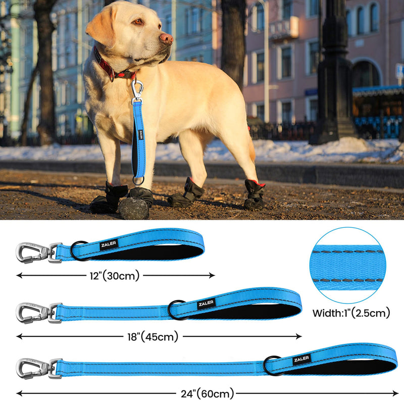 ZALER Short Dog Leash 1 ft, 12 Inches Traffic Leashes for Dogs, Nylon Reflective Dog Lead with Padded Handle, Heavy Duty Pet Leash with Carabiner Clip for Large and Medium Dogs (12" Blue) - PawsPlanet Australia