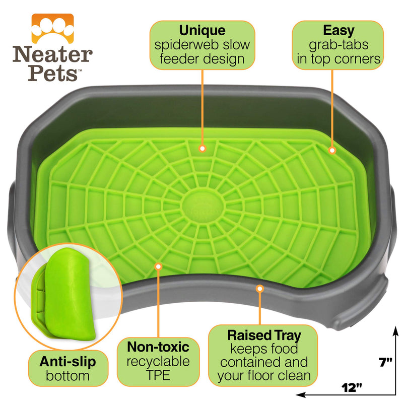 Neater Pet Brands - Pets - Neat-LIK Pad with Mess-Proof Tray Keeps Floors Clean Green Mat w/ Gunmetal Tray - PawsPlanet Australia