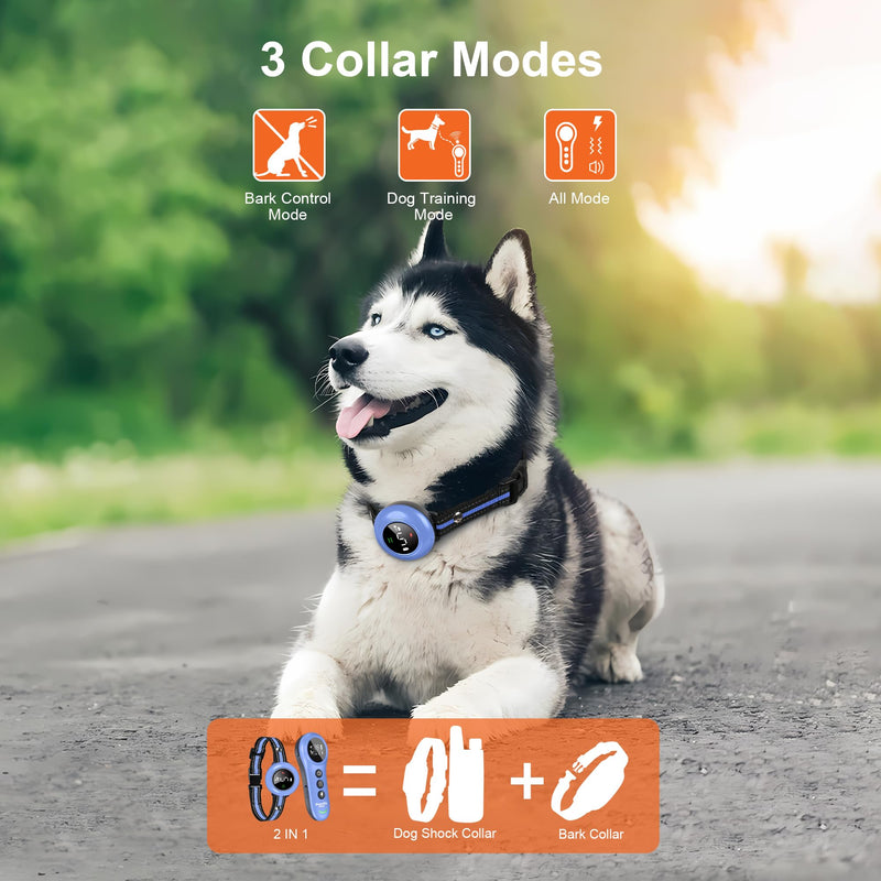 Neoally 2 in 1 Dog Training and Bark Control Collar: Smart Anti Barking Collar with and with No Remote for 5-150 lbs Small Medium Large Dogs. Rechargeable and Waterproof Receiver (Light Blue) Light Blue - PawsPlanet Australia