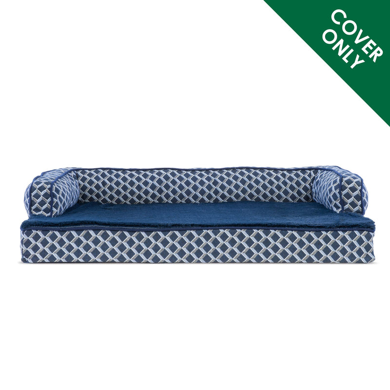 Furhaven Replacement Dog Bed Cover Comfy Couch Plush & Décor Sofa-Style, Machine Washable - Diamond Blue, Medium - PawsPlanet Australia