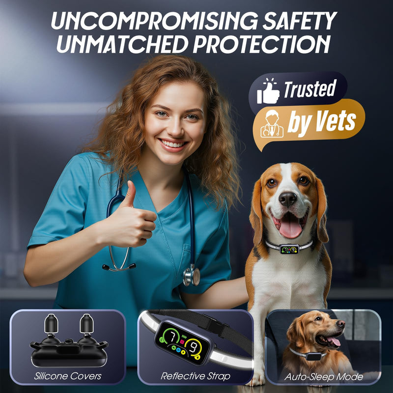 Dog Bark Collar Pro, Instant Bark Solution, Smart Anti Barking Device with 4 Correction Modes, Fast-Acting Barking Collar for for Large Medium Small Dogs 5-150lbs, Ideal for Home & Outdoor Use 1 Pack Black - PawsPlanet Australia