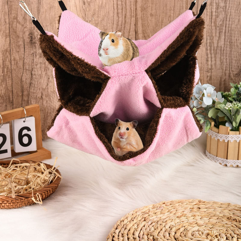 XINRUI 3 Tier Ferret Rat Hammock,Guinea Pig Cage Accessories,11.8x11.8 Inches,Pet Cage Hanging Bunkbed Hammock for Small Animals,Guinea Pig,Ferret,Kitten,Squirrel,Chinchilla,Rat,Parrot pink - PawsPlanet Australia