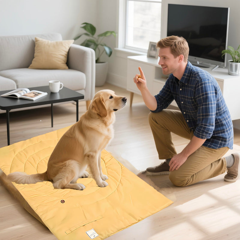Travel Dog Bed | Camping Dog Bed | 37.4"x25.6" Waterproof Outdoor Dog Mat | Portable Place Mat for Dogs with Handle | Machine Washable | Easy Clean for Outdoor Adventures (Brown) Brown（37.4‘’x25.6‘’） - PawsPlanet Australia