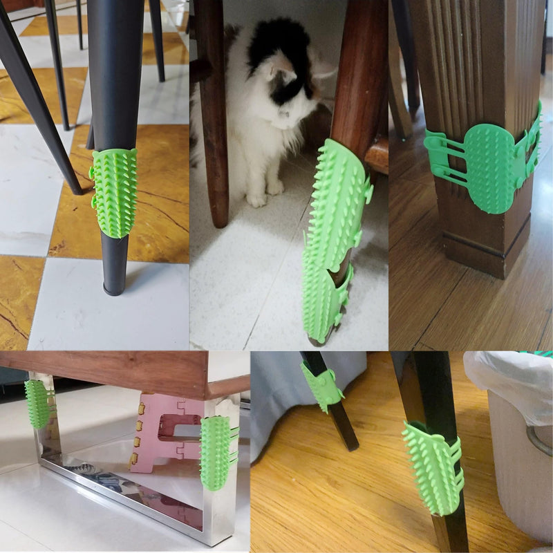 Cat Self Groomer Brush Adjustable Corner Cat Face Itch Scratching Brush Table Leg Silicone Self Massage Comb for Indoor Long and Short Haired Kitten Cats - 2 Pack (Green) Green - PawsPlanet Australia