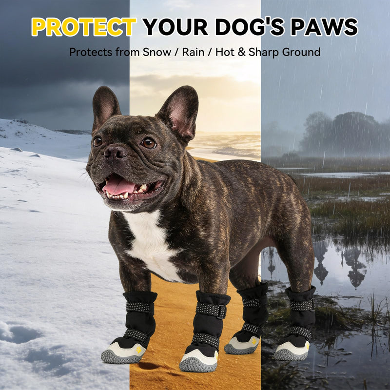 Dog Boots for Small to Large Breed, Waterproof Paw Protectors Anti-Slip Dog Winter Shoes with Adjustable Straps, Size 5