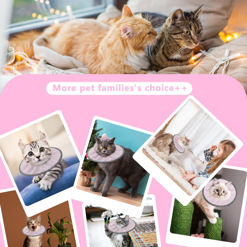 Seyezo Lightweight Cat Cone Collar Soft, Soft Comfortable Kitten Recovery Collar After Surgery, Elizabethan E Collar for Cats, Cone for Cats to Stop Licking (Pale Pink, Large) Pale Pink