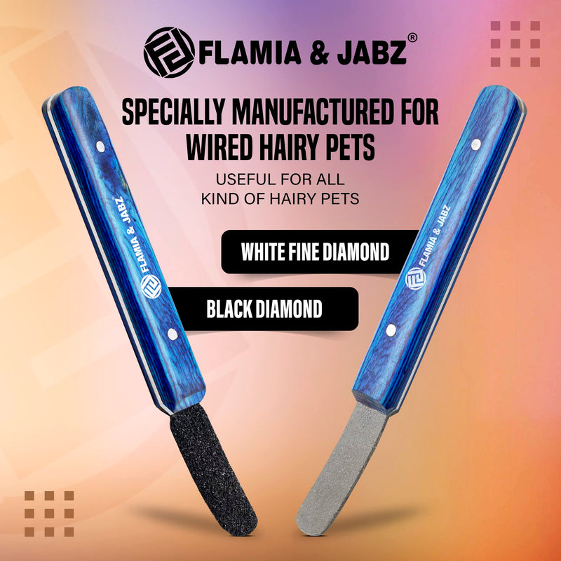 FLAMIA & JABZ Stripping Metal Stone Diamond Edged for Dogs, Cats & Pets with Wooden Grip (2 Piece Pack of Coarse & Fine) 2 Piece Pack (Coarse & Fine) - PawsPlanet Australia