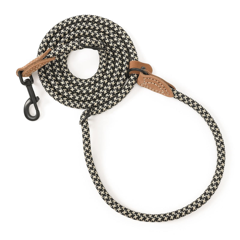 Mile High Life Hands Free Dog Leash, Crossbody Waist Leash with Genuine Leather Connection, Multifunctional Adjustable Slip Lead for Dog Walking Running (Black Khaki, 7FT) Black Khaki 7FT Hands Free