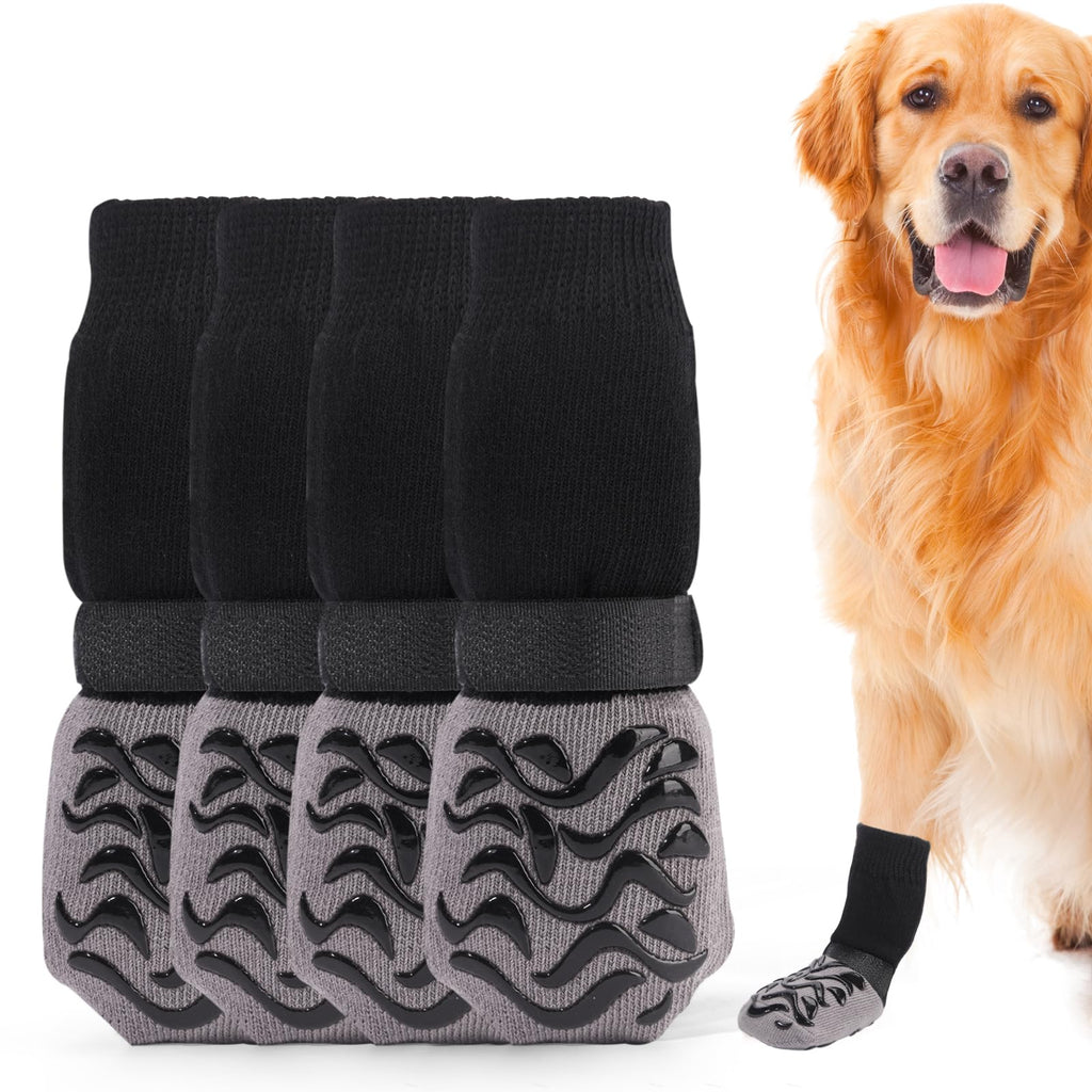 4 Packs Non-Slip Dog Socks with Adjustable Straps Traction Control for Indoor on Hardwood Floor, Dog Shoes for Outdoor Hot Pavement Pet Paw Protector-Medium - PawsPlanet Australia
