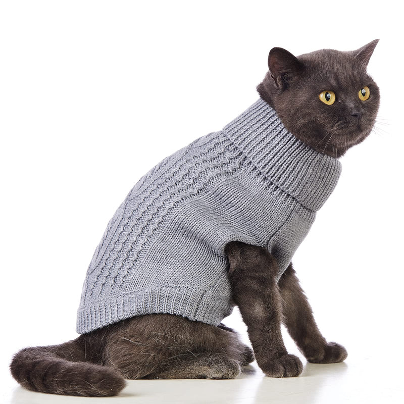 Cat Sweater Keep Your Pets Cozy, 16 Color Turtleneck Knitted Sleeveless Dog Sweater, Winter Outfits for Cats & Small Dogs During Cold Seasons (Medium, Grey) Medium - PawsPlanet Australia