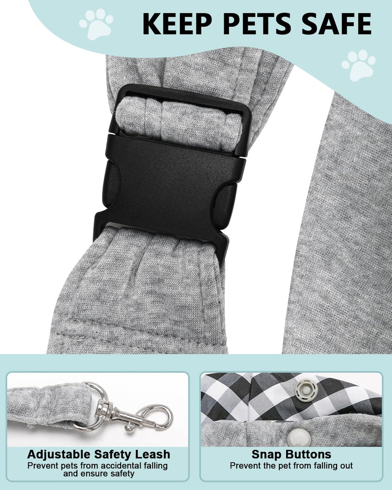 Dog Carrier Sling for Small Dogs and Cats(0 to 12 lbs), Puppy Sling Carrier with Adjustable Strap, Travel Safety Harness, Hands-Free Pet Carring Holder Travel Bag for Outdoor, Gray - PawsPlanet Australia