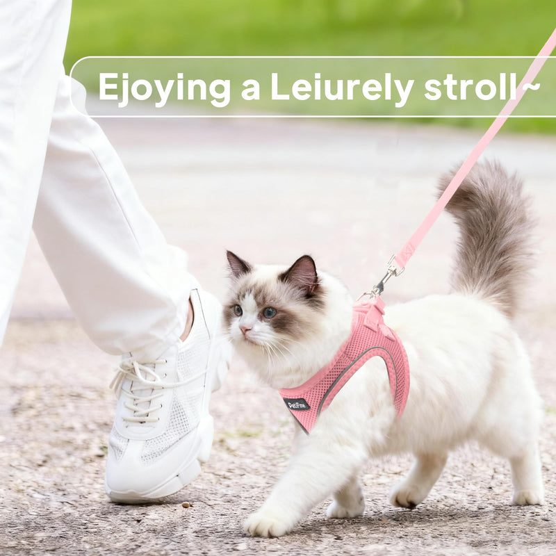PetiFine Extra Small Step in Dog Harness and Leash Set, Cat Harness and Leash Escape Proof, All Weather Mesh Reflective, Step-in Air Vest Harnesses for Puppy(XXS, Pink) XXS | Neck: 11.4''-12.2'' Chest:12.6''-14.2'' | - PawsPlanet Australia