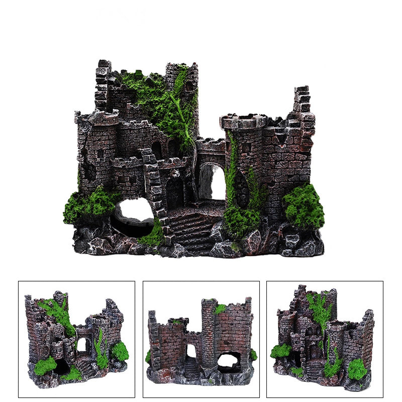J-star Fish Tank Decorations, Aquarium Decorations Castle, Landscape Ornament Rock Resin Decoration, Safe for Freshwater and Saltwater - Green Castle - PawsPlanet Australia