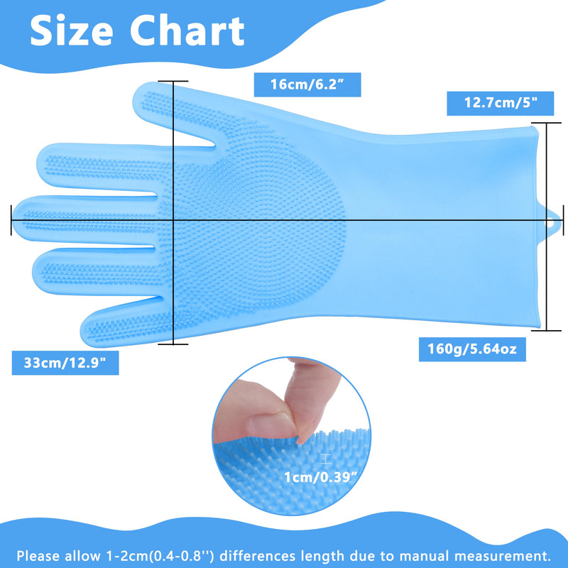 Pet Grooming Gloves—Heat Resistant Dog Washing Gloves with High-Density Teeth, Dog Bath Scrubber with Enhanced Five Finger Design, Silicone Gloves for Dogs and Cats Bathing, Massage (Blue) one size Blue - PawsPlanet Australia
