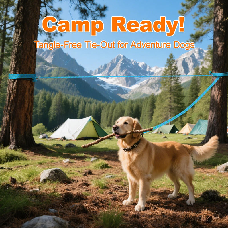100ft Dog Leash, Long Leash for Dogs Outside, Dog Tie Out Cable, Lead for Camping, Tether for Yard, Line (Blue) 100FT Blue - PawsPlanet Australia