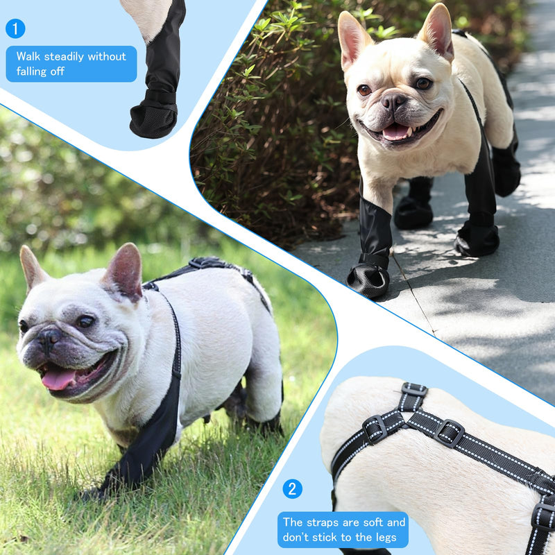 Waterproof Dog Boots for Small/Medium Dogs -Dog Paw Protectors Dog Suspender Boots Anti-Slip Pet Shoes for Outdoor Walking, Reflective Stay-On,Dirt-Proof Comfortable Booties (Black, Small) Black - PawsPlanet Australia