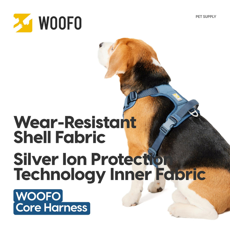 Core Dog Harness with Handle and Pocket, Sliver ion Inner Fabric, Wear-Resistant Shell Fabric, Reflective and Soft Padded (Mist Grey, Size Medium) Mist Grey M (Chest: 16-21in) - PawsPlanet Australia