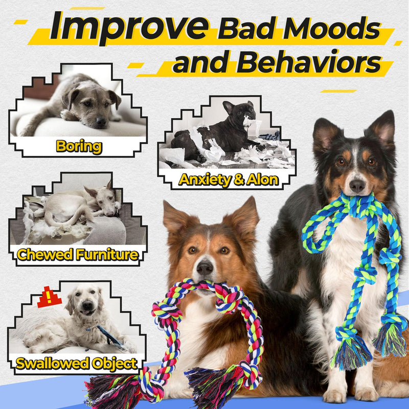 Heavy Duty Dog Rope Toys for Aggressive Chewers, Tough Tug of War Dog Toys for Large, Medium & Small Dogs – 5 Pack Including 2 Ropes & 3 Supplies - PawsPlanet Australia
