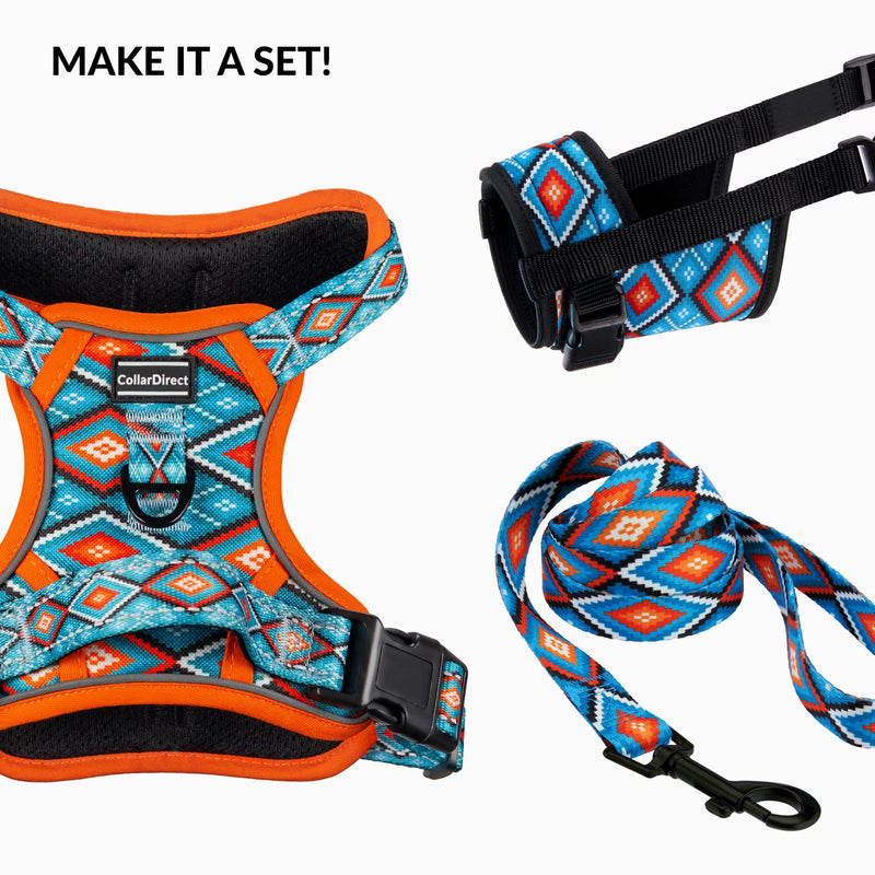 CollarDirect No Pull Reflective Dog Harness with Handle and Front Clip, Adjustible Soft Padded Vest for Small to Large Dogs Training and Walk (Size M, Pattern PT3) - PawsPlanet Australia