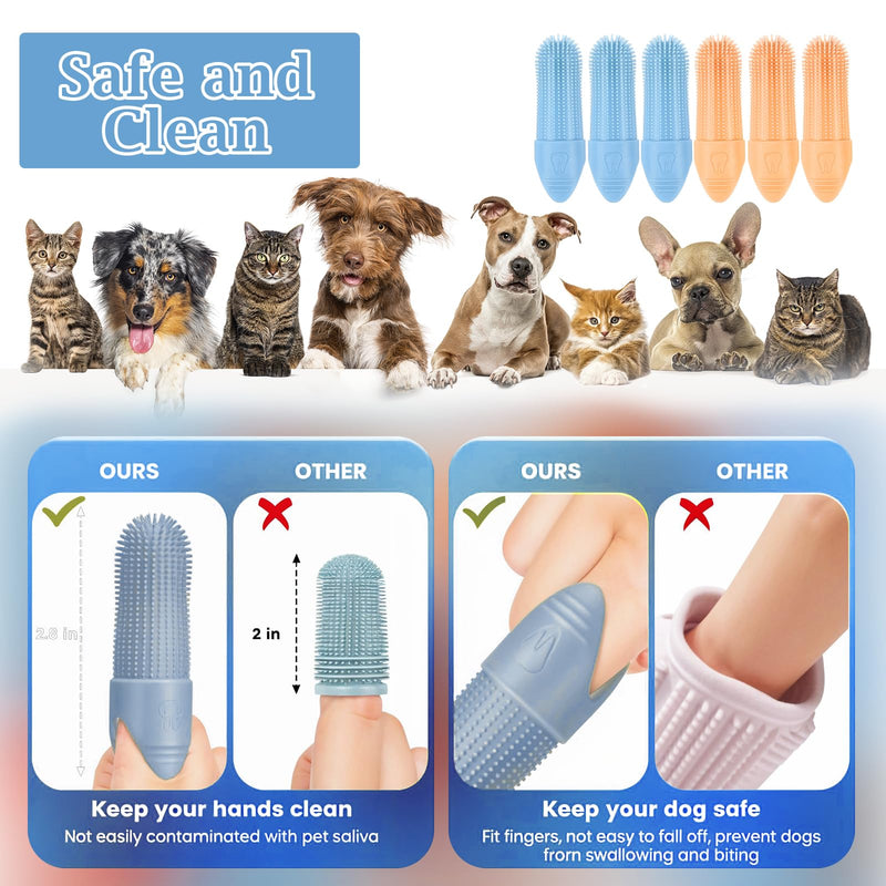 6 Pack Dog Toothbrush Cat Dogs Cleaning Finger Toothbrush Silicone Pet Teeth Brush Soft Dog Tooth Brush Kit for Large Medium Dogs Dental Care Clean Accessories - PawsPlanet Australia