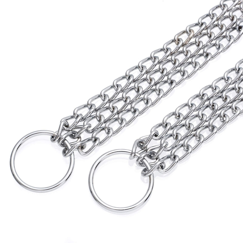 Mile High Life | Dog Training Double Triple Chain Collar | Stainless Steel Slip P Ring | Choke Collar | Chrome Copper Slip Lead | Variety Size and Weight Choices L:18in Stainless-Triple Chain - PawsPlanet Australia