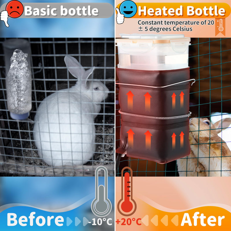 1 Pack 74 oz Heated Rabbit Water Bottle, Large Rabbit Water Dispenser No Drip, Bunny Water Bottle, Heated Small Animal Drinker for Pets, Rabbits, Guinea Pigs, Hamster, Ferrets, Birds, Mouse, Rats 1 - PawsPlanet Australia