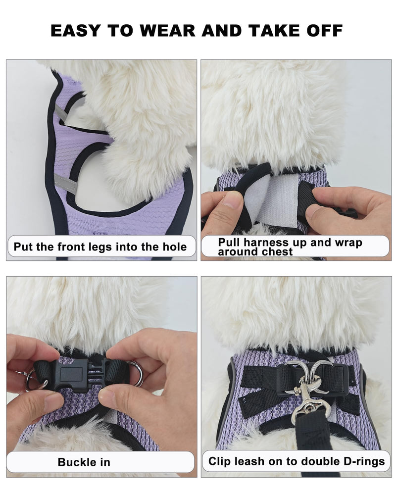 Dog Harness Small Sized and Leash Set, Step in Soft Light Puppy Vest, Breathable Mesh Pet Harness Suitable for Puppies and Kittens. (Pink, XXS(Chest:10.24-11.81")) Pink XXS(Chest:10.24-11.81") - PawsPlanet Australia