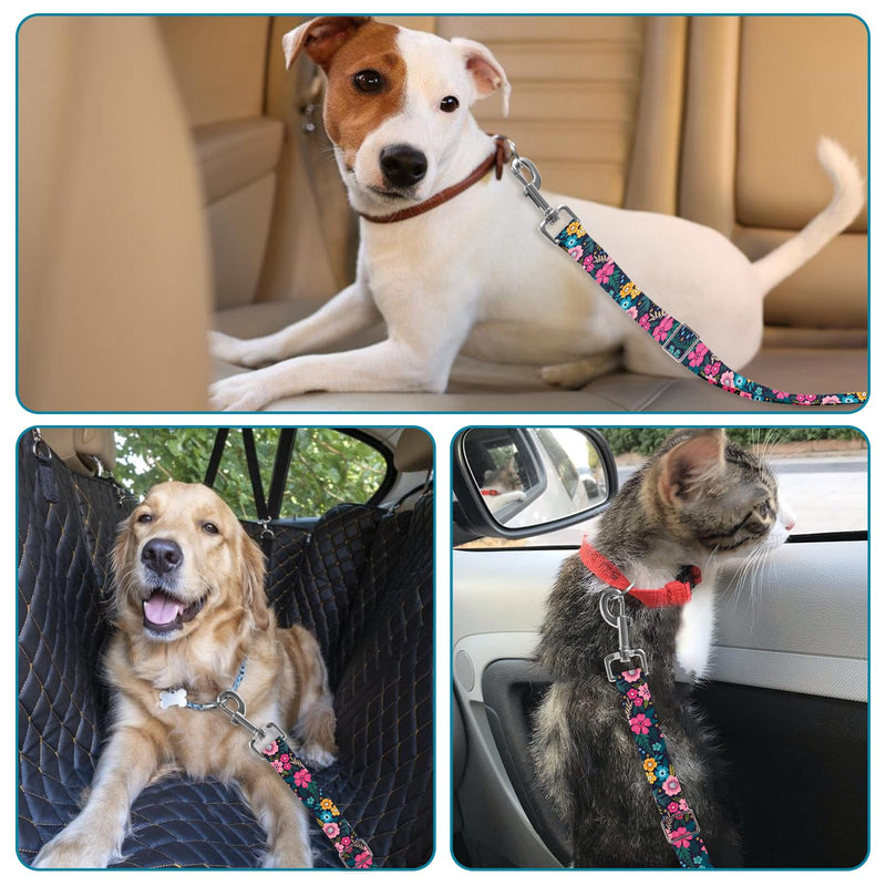 Adjustable pet cat and Dog car seat Belt，The Lanyard is Flexible and Adjustable from 20 to 33 inches (Floral) floral - PawsPlanet Australia