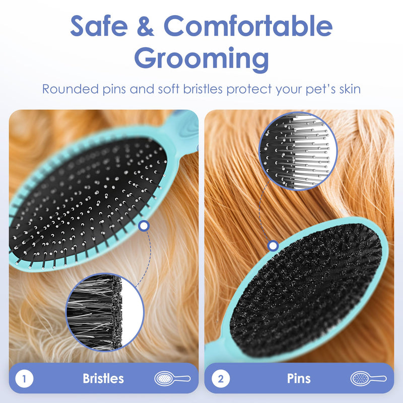 American Kennel Club AKC 2-Sided ProBrush™ – Double-Sided Bristle & Pin Grooming Brush with Complimentary Bath Brush – for Dogs & Cats of All Coat Types - PawsPlanet Australia