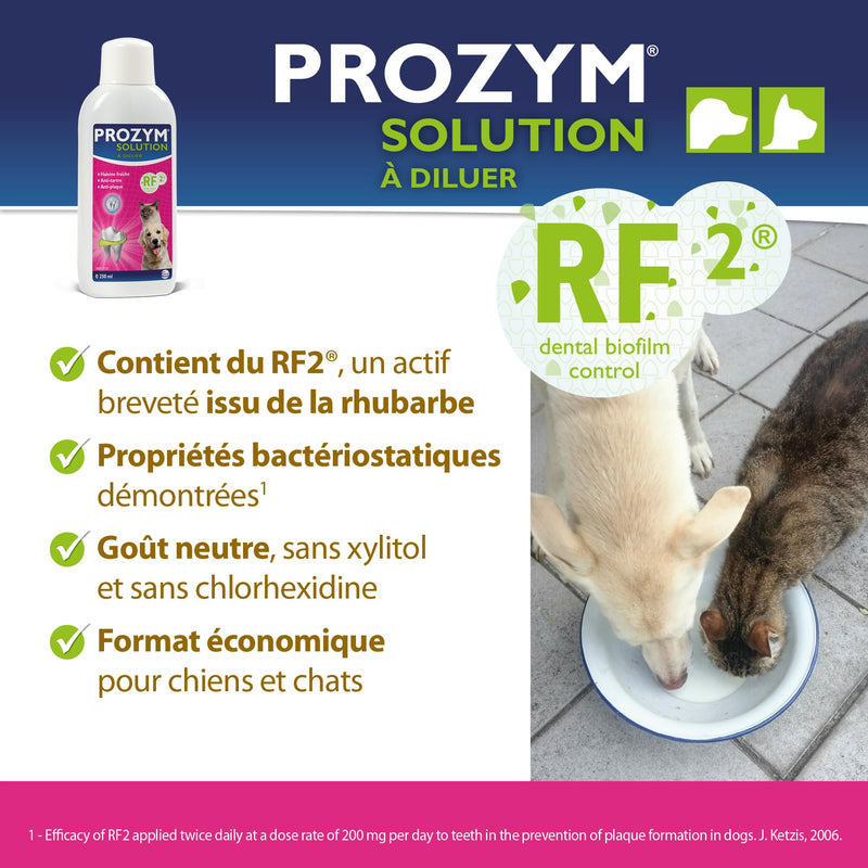 Prozym - Dental solution for dilution for dogs and cats - N°1 for veterinarians - Fresh breath - Anti-plaque - Healthy gums