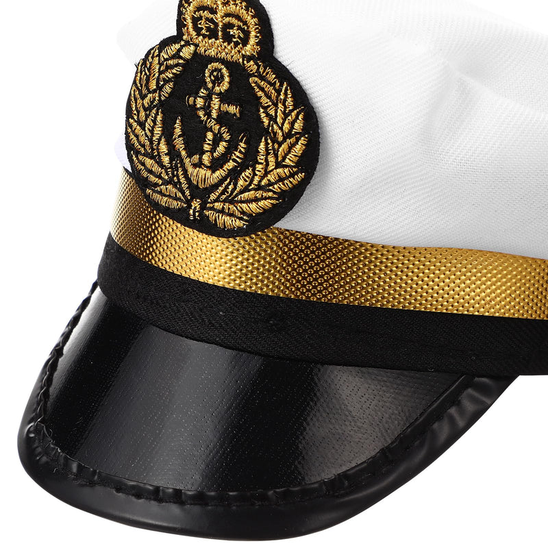 Amosfun Pet Captain's Hat Sailors Sea Captain White Captain Hat Dog Cat Puppy Sailor Halloween Cosplay Costume Hat 5.3 Inch