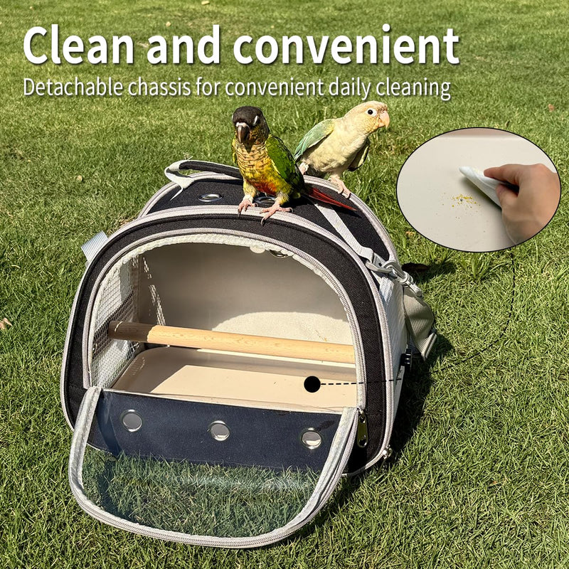 Bird Carrier,Bird Cage Parakeet Parrot Budgie Carrier Backpack for Small Birds, Travel Bird Cages with Perch, Transparent Ventilation Cockatiels, Lightweight Pet Carrier for Outdoor Use(Black) Black - PawsPlanet Australia