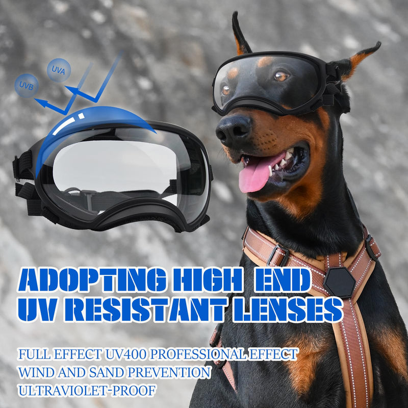 Pacify Dog Goggles for Large Dogs, UV Protection Dog Sunglasses with Adjustable Strap for Medium Large Dog Pet Glasses (Clear) Clear - PawsPlanet Australia