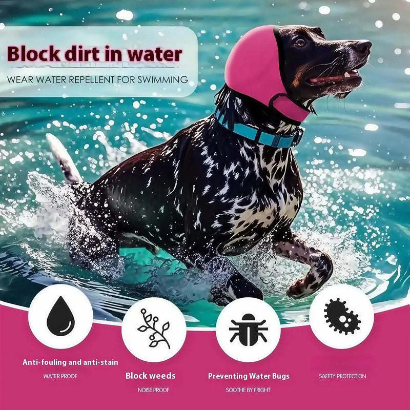 Dog Swim Ear Covers,Waterproof Adjustable Pet Shower Wrap,Dog Ear Covers for Grooming,Do/g E/ar Protectors,D/og Ea/r Muffs,Ear Defenders for Pet,Pet Headband,D/og Ea/r Co/vers for Noise(Gray S) 1 Grey，S