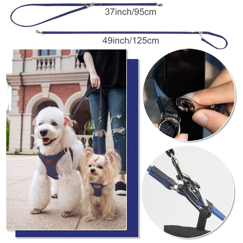 Puppytie No Pull Small Dog Harness with Multifunction Dog Leash,Lightweight Soft Adjustable No Choke Escape Proof Pet Harness Vest Pet Harness Vest,Plaid Blue,S Plaid Blue S(9-17.5lb） - PawsPlanet Australia