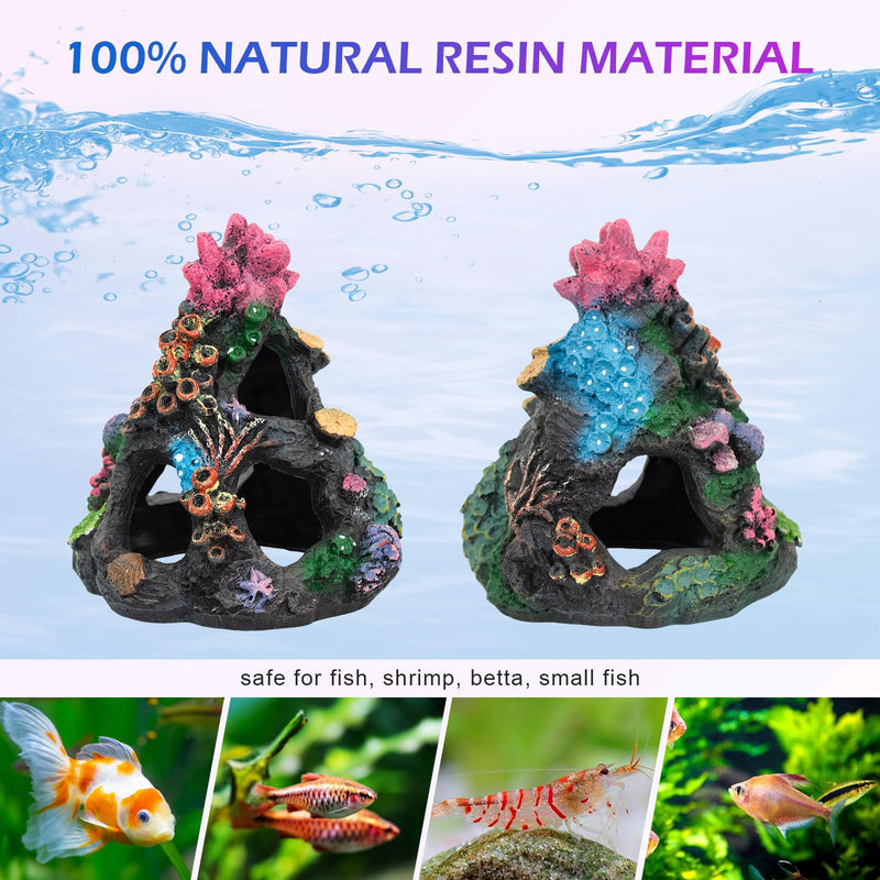 Aquarium Coral Rock Mountain Cave Set Fish Tank Decoration Coral Ornament Aquarium Plant Fish House for Betta Rest Hide - PawsPlanet Australia