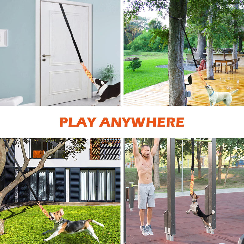 KATOLK Door Anchor Dog Hanging Bungee Tug Toy for Pull Rope and Tug of War, Indoor and Outdoor Pull Interactive Toy, Durable Retractable Tugger Dog Rope Toy with 2 Chew Rope Toys for Dogs and Cats - PawsPlanet Australia