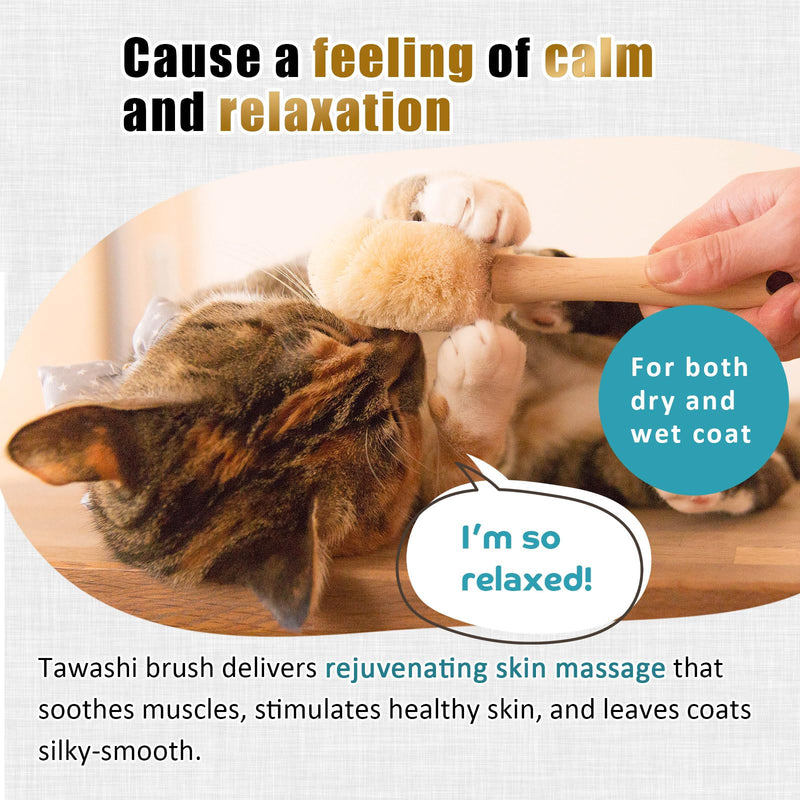 Cat Grooming Massage Tawashi Brush with Wood Handle Less Static Natural Sisal fiber Made in Japan (Type-B) Type-B - PawsPlanet Australia