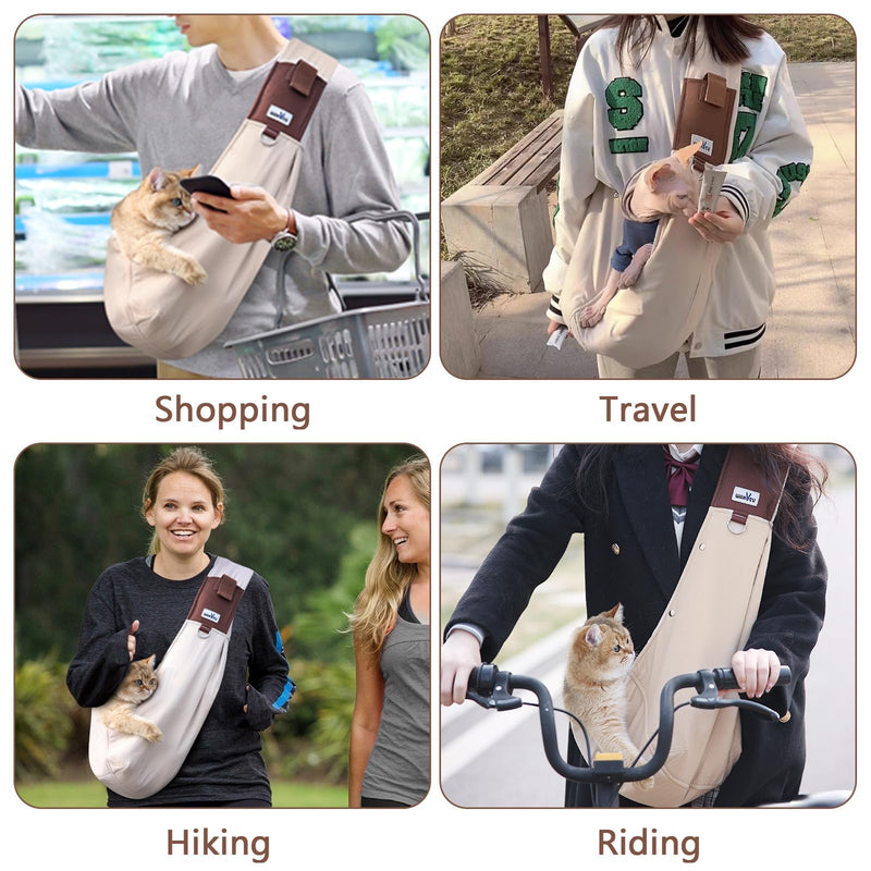 Dog Sling Carrier for Small Dogs - Front Dog Carrier with Adjustable Strap - Hands Free Pet Papoose Bag for Chest - Suitable for Puppy, Small Dogs, and Cats for Outdoor Travel,15 lbs Beige - PawsPlanet Australia
