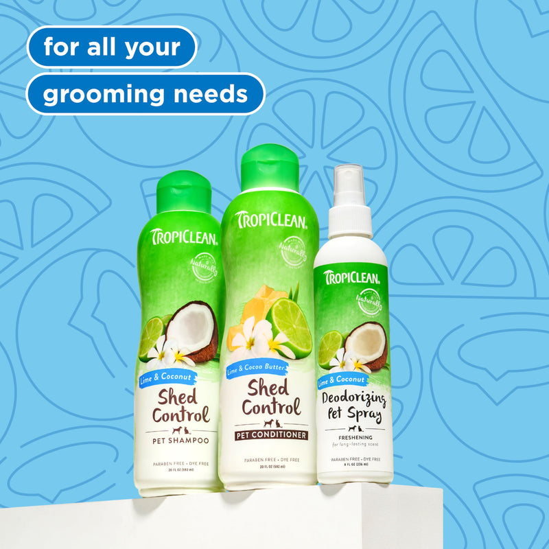 TropiClean Deshedding Dog Shampoo, Fast-Acting Shedding Control & Coat Softener, Puppy Safe, Made in USA, Lime & Coconut Scent, Cat Friendly, 20oz. Lime & Coconut Shed Control Shampoo - PawsPlanet Australia
