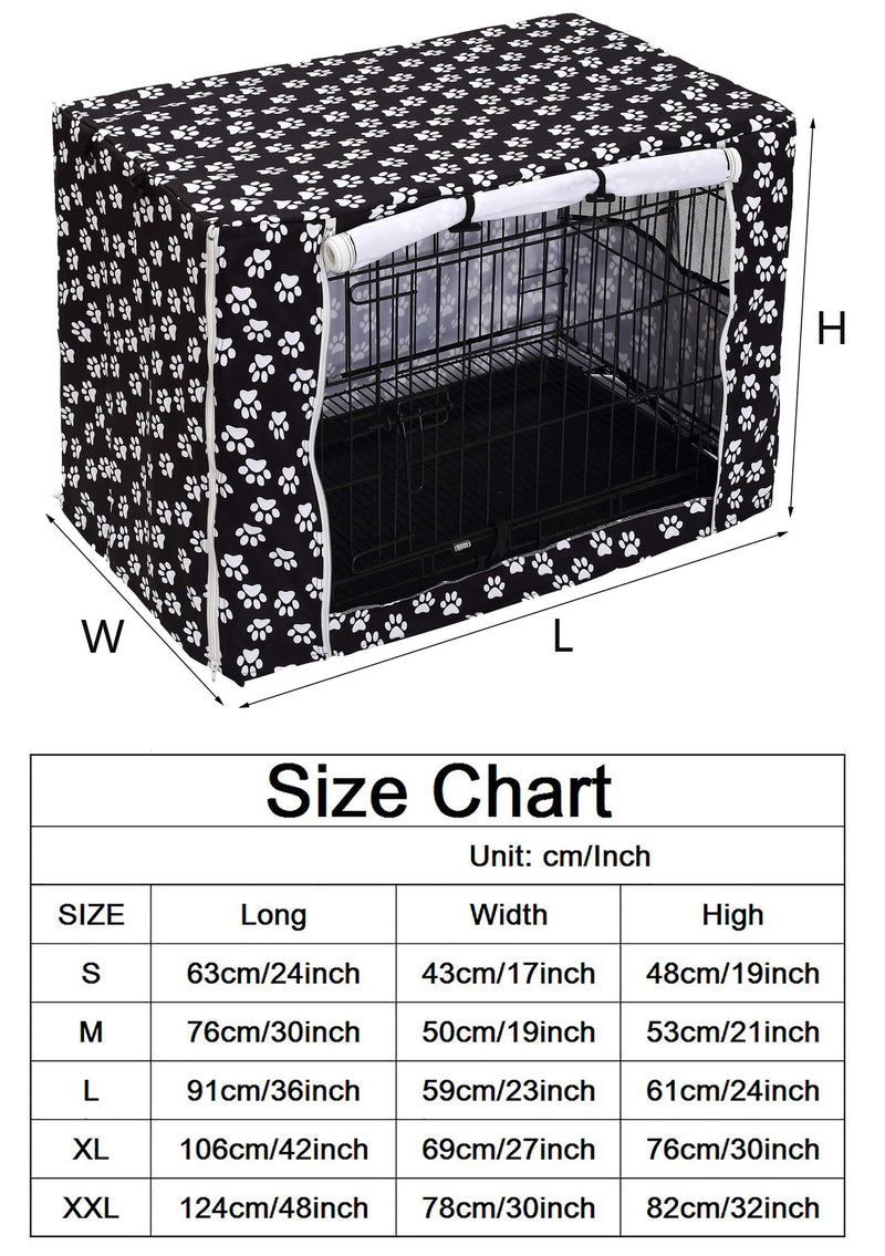 Dog Crate Cover Kennel Dogs Covers fits Small Medium Large crates cage Heavy Nylon Waterproof soundproof Indoor Outdoor - Cover only - Black paw - 36 inch 36.0"L x 23.0"W x 24.0"H - PawsPlanet Australia