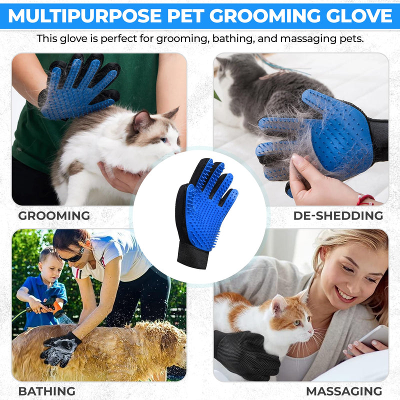 Pet Grooming Glove- pet washing Glove For Bathing-Pet Hair Remover glove For Cleaning Upgrade Grooming Brush For Long and Short fur- Efficient Washing Glove For Dogs & Cats -1 Pack [Right-Hand] Blue - PawsPlanet Australia