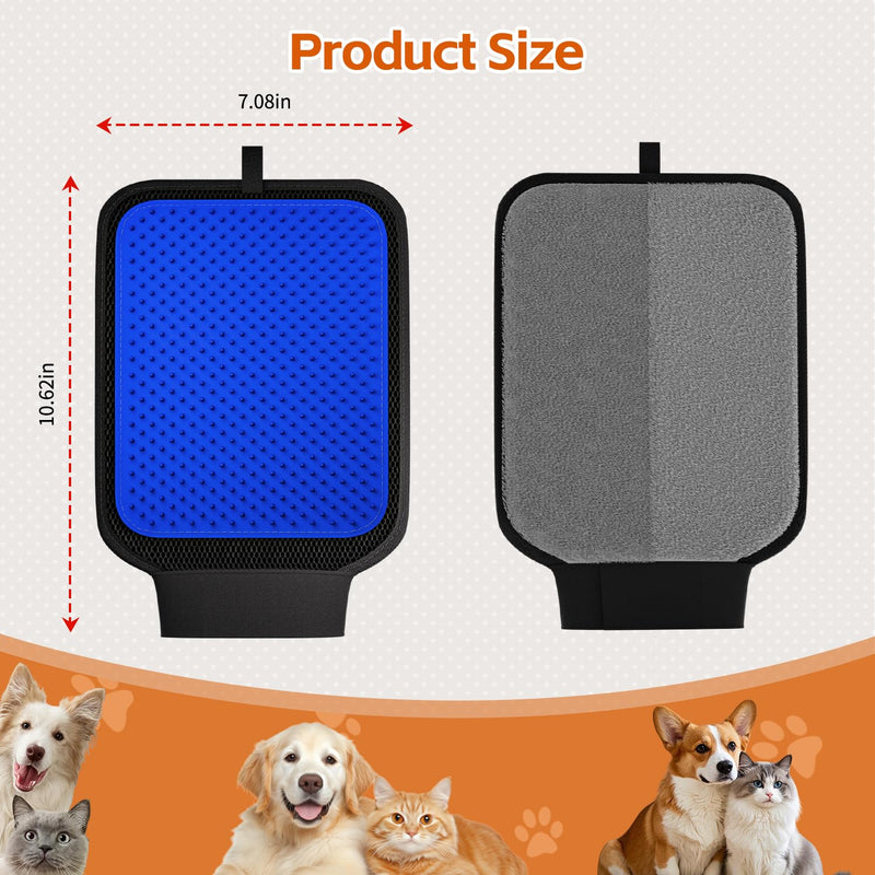 Upgraded Dual-Sided Pet Hair Removal Glove, Pet Hair Remover Tool with with Wrist Strap, Gentle Shedding Silicone Brushes for Dogs & Cats, Efficient Pet Hair Gloves for Couch Carpet Clothing - PawsPlanet Australia