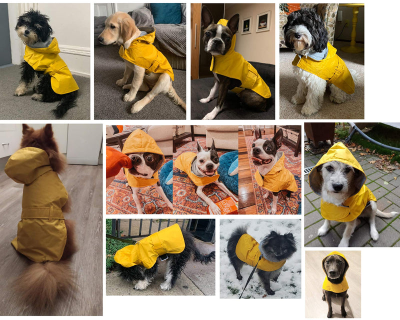 LeerKing Dog Raincoat Hooded Leash Hole 10 sizes, Waterproof Double Layer Dog rain coat Jacket with Cotton Lining for Small Medium and Large Dog,Yellow,M Yellow