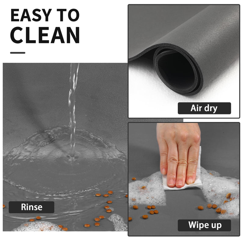 Pet Feeding Mat - Dark Grey 12"x 19" | Absorbent Dog Mat for Food and Water, No Stains Cat Bowl Mat, Easy to Clean Pet Placemats, Quick Dry Dog Water Dispenser Mat for Messy Drinkers 12"x19" - PawsPlanet Australia