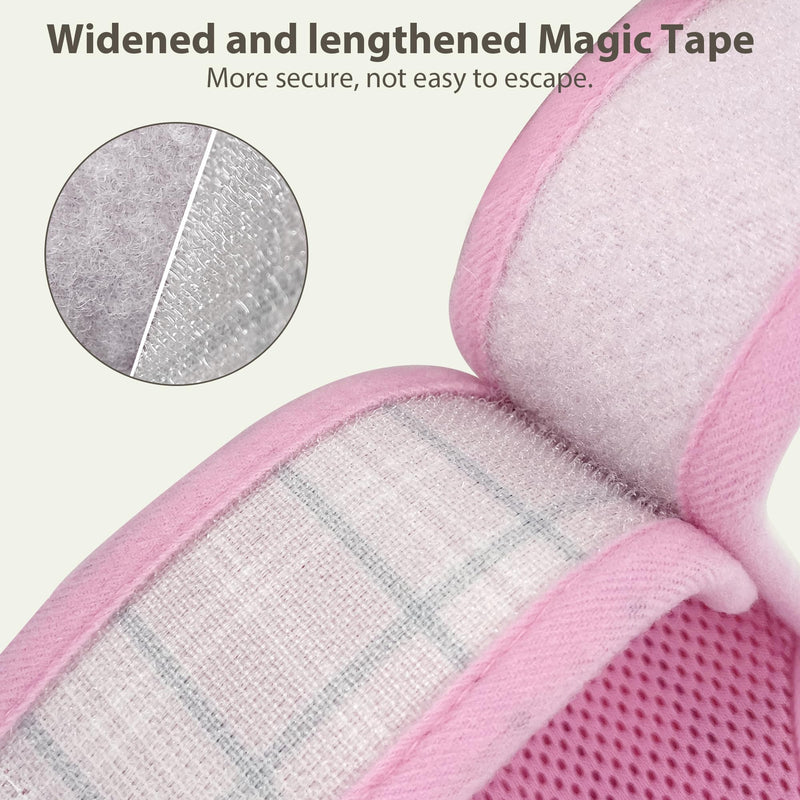 AIITLE Breathable Rabbit Harness and Leash Set - Plaid Pattern Padded Vest with Magic Tape Design, Dual D-Rings, Adjustable for Small Animal Pets, Indoor Outdoor Training Camping, Pink M - PawsPlanet Australia