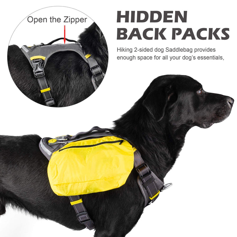Fida Dog Harness, Multi-Functional No-Pull Pet Vest Harness with Saddle Bags Backpack, Front Leash Clip, Adjustable Soft Padded Reflective No-Choke Dog Vest Heavy Duty for Large Dog, L, Black Large (Neck:18"-26";Chest:27"-34") - PawsPlanet Australia