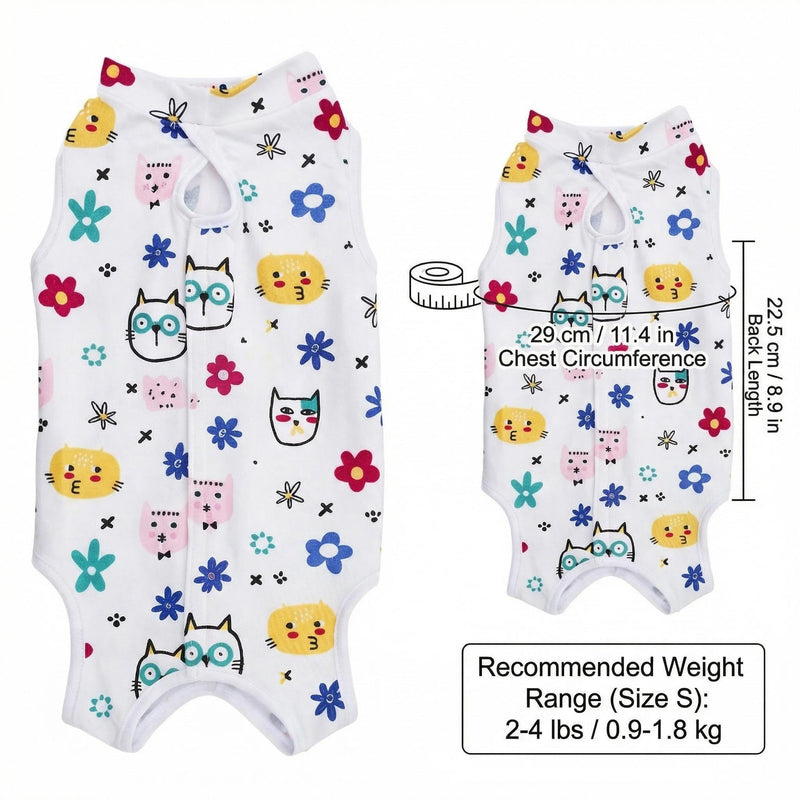 2 Pack Cat Recovery Suit S Size for 2-4 lbs Cats, Soft Cat Onesie Post Surgery with Adjustable Velcro, Breathable Cat Body Suit After Surgery, Anti Licking Cat Clothes for Spay or Wound Healing