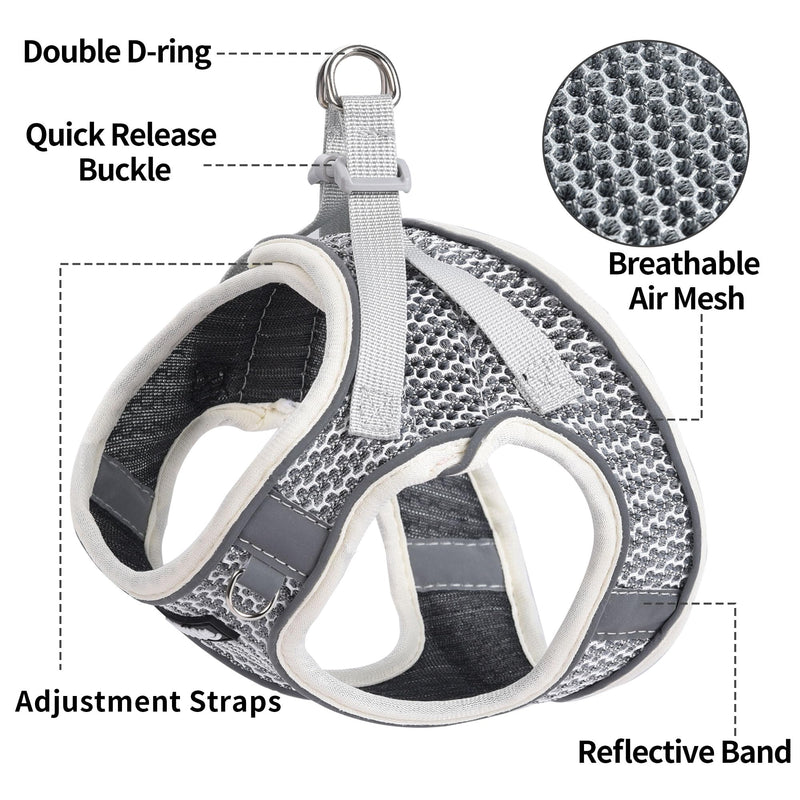 AIITLE Soft Mesh Dog Harness and Leash Set - No Pull Step in Dog Harness with Super Breathable Mesh, Reflective Adjustable Pet Harness for Outdoor Walking, Training for Large Dogs Beige L L(Chest: 18 - 19.5") - PawsPlanet Australia